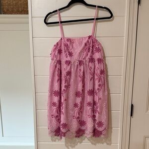 Pink Floral Embroidered Dress